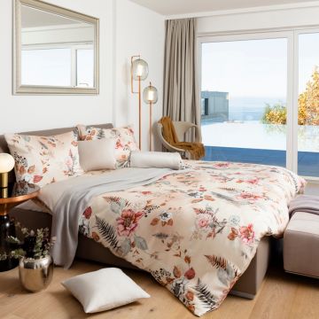 Bettwäsche aus Lyocell  Pure Luxury Ischia Blumenmuster Sand Silber von HEFEL