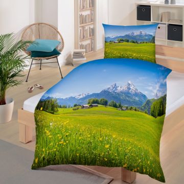 Bio Baumwolle Bettwäsche Renforce mit Alpenlandschaft GOTS von Dekor