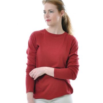 100% Bio Bouretteseide Langarmshirt mit rundem Ausschnitt in rubin rot