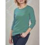 Feinstrick Long-Pullover Merinowolle kbT hell-türkis-melange von Kokon Zwo
