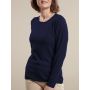 Feinstrick Long-Pullover Merinowolle kbT dunkelblau melange von Kokon Zwo