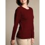 Feinstrick Long-Pullover Merinowolle kbT weinrot von Kokon Zwo