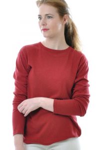 100% Bio Bouretteseide Langarmshirt mit rundem Ausschnitt in rubin rot